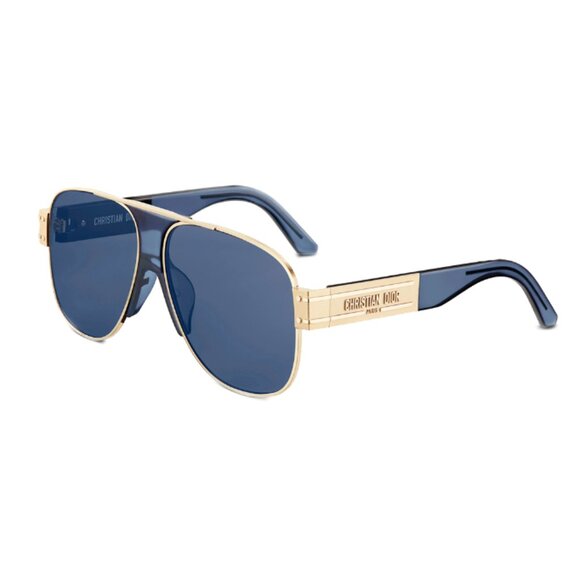 NEW AUTHENTIC DIORSIGNATURE A3U B0B0 Gold / Blue SHIELD DIOR SUNGLASSES - Picture 1 of 4